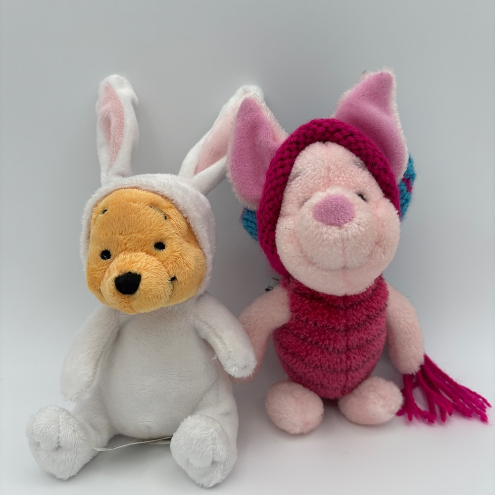 Two Disney Winnie the Pooh small plush Easter Gund
